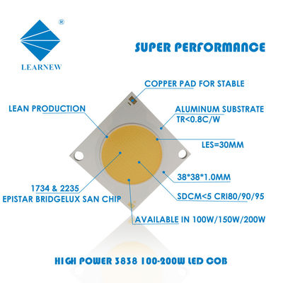 Yüksek CRI 3000K 4000K 6500K 36V COB LED Cips Alüminyum Bakır Yüzey