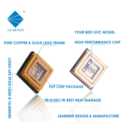 3535 UVC LED Chips 0.5W-1W Dar Dalga Boyutu 250nm-280nm Sterilizasyon için