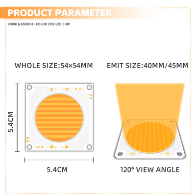 5454 İki Renkli 2700k 6500k Cct Yüksek Güçlü 1500w 200w Cob Led Chip Modülü Fotoğraf Lambası