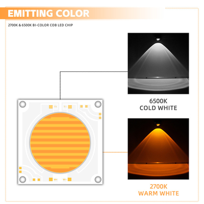 5454 İki Renkli 2700k 6500k Cct Yüksek Güçlü 1500w 200w Cob Led Chip Modülü Fotoğraf Lambası
