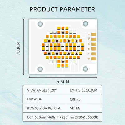 180W Beş Renkli COB LED Çipleri CCT 620nm/460nm/520nm/2700K /6500K Emit Boyutu 32MM CRI 95