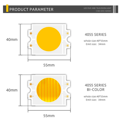 Sabit Voltaj DC 75V Çift Renkli LED COB 4055 Çift Renkli 2700K+6500K Yüksek Güçlü 300W COB LED
