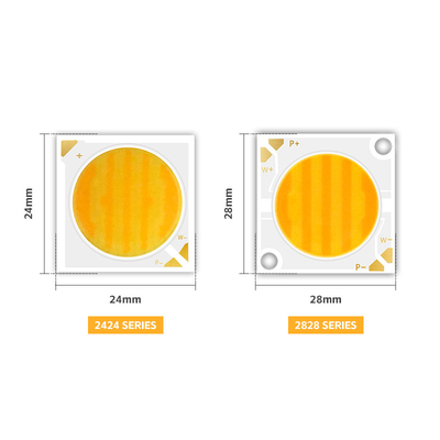 2424 İki renkli COB LED CCT 2700k'den 6500k'a kadar Yüksek CRI95 COB LED Çip Yansıtıcısı Şekli R21mm 40W+40W 100-110lm/w 1.1A 36-38V COB Işıkları