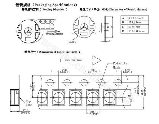 SMD 3030 LED Chip 1W 3.0-3.4V 120° Viewing Angle for LED Lamps