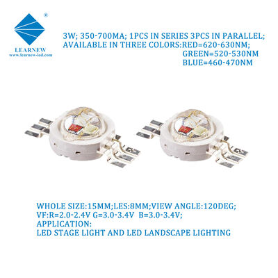 Temiz Bakır Leadframe 3w Rgb Led Array Yüksek Güçlü Kırmızı Yeşil Mavi Led Chip Led Downlight ve Track Lighting için