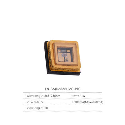 1W 3535 UVC LED lamba boncukları Derin ultraviyole sterilizasyon katılaştırma dolap dezenfeksiyonu renk dalga boyları 250-280nm