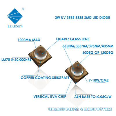 SMD UV Led 3838 Diyot 365nm UV Leds UV-A Modül LED Çip LED 385nm Baskı Çip LED UV-A LED 3W 60 Derece Kür Sistemleri