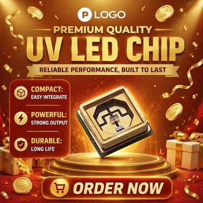 High Reliability UV LED Chips (Ingan Material) for Sterilization/Curing/Sensing Customizable Wavelengths 70 Lm/W 90 CRI 0.5W